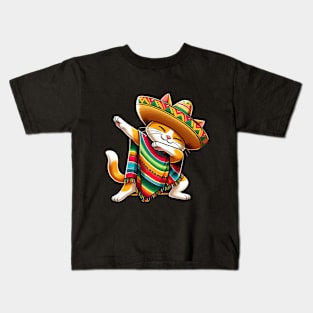 Cinco De Mayo Funny Mexican Cat Sombrero Poncho Kids T-Shirt